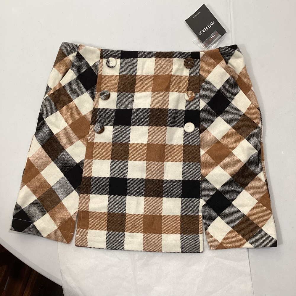 Forever 21 Wool Blend Plaid Mini Skirt